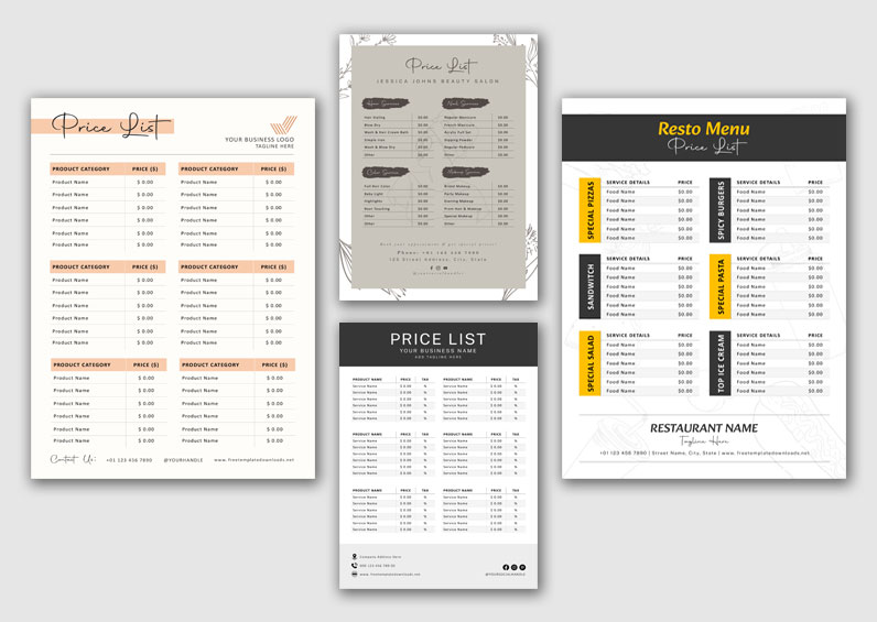 Price List Templates