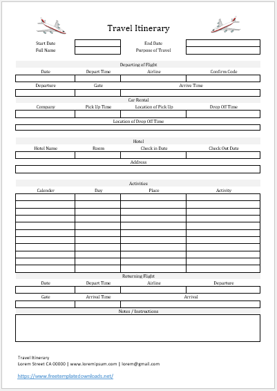 Itinerary Template 02