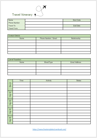 Itinerary Template 05