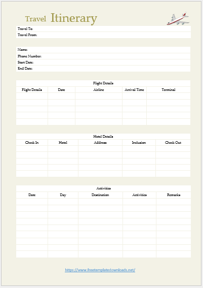 Itinerary Template 06