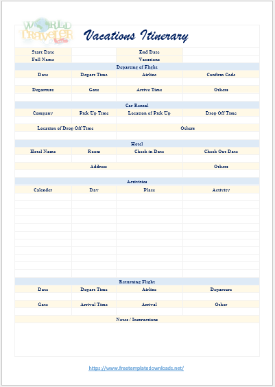 Itinerary Template 07