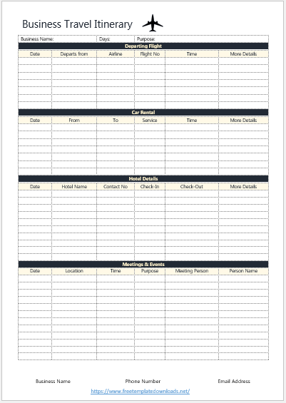 Itinerary Template 08