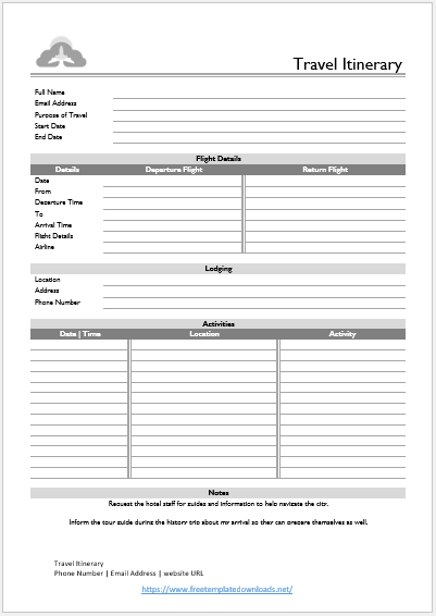 Itinerary Template 10