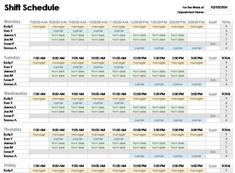 Office Routine Schedule Template