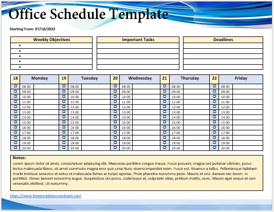 Office Schedule Template 07