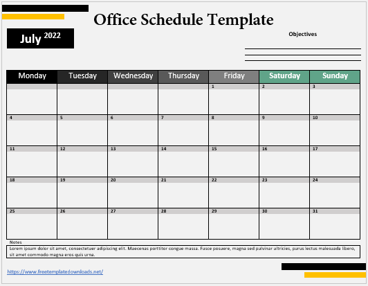 Office Schedule Template 08