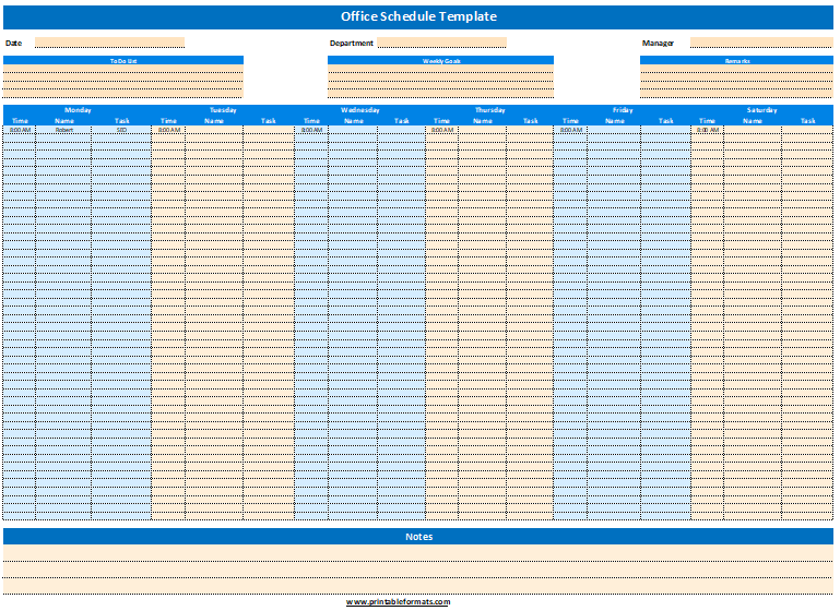 Office Schedule Templates printable