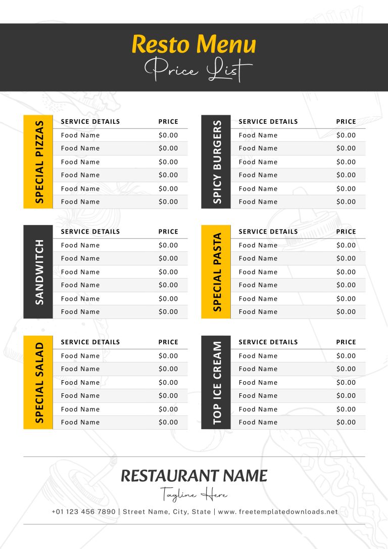 Price List Template Vol 03