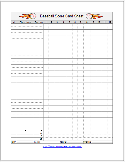 Printable Baseball Scoresheet Template 01