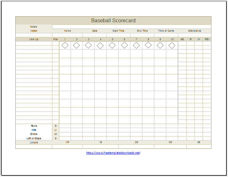 Printable Baseball Scoresheet Template 04