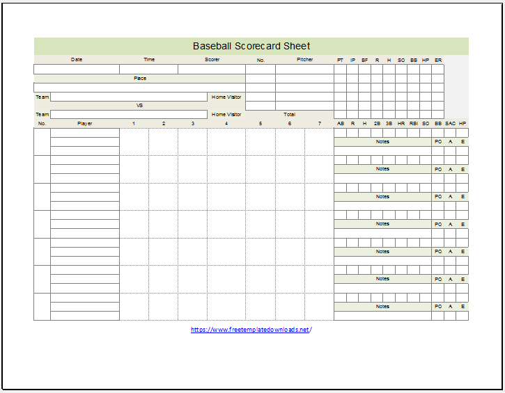 Printable Baseball Scoresheet Template 05