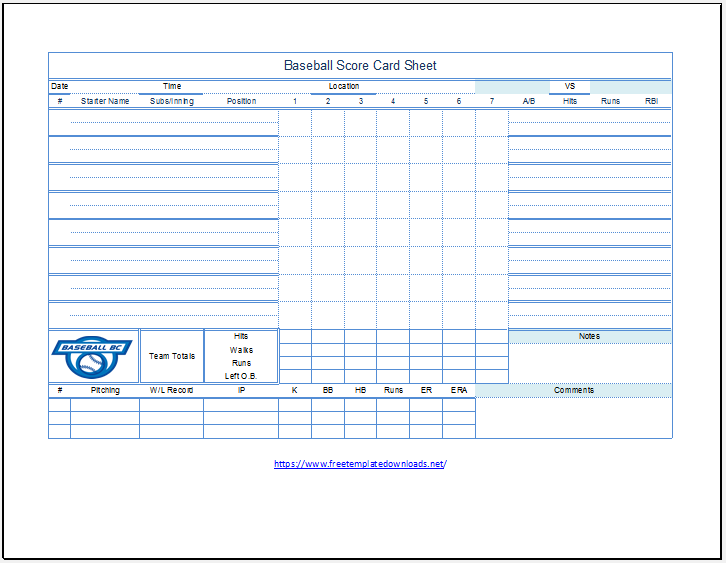 Printable Baseball Scoresheet Template 06