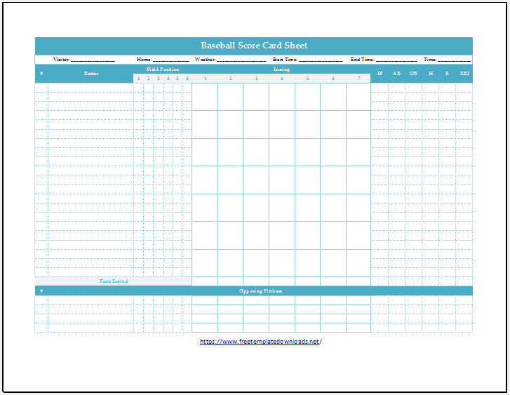 Printable Baseball Scoresheet Template 07