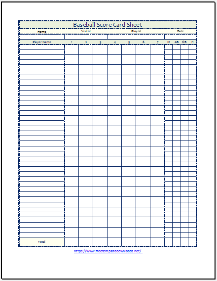 Printable Baseball Scoresheet Template 08