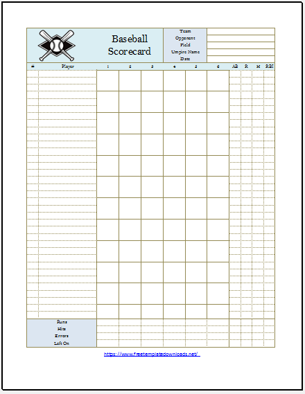 Printable Baseball Scoresheet Template 09