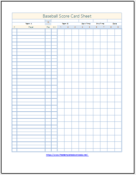 Printable Baseball Scoresheet Template 10