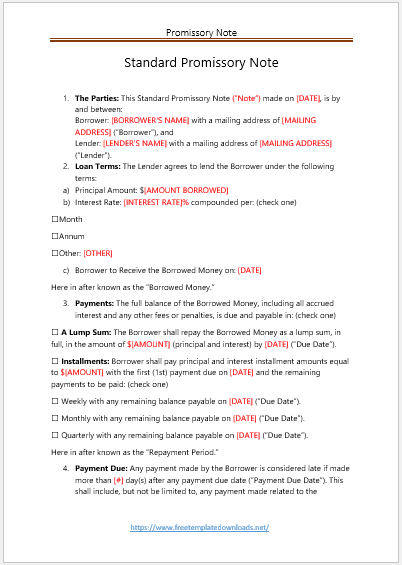 Promissory Note Template 05