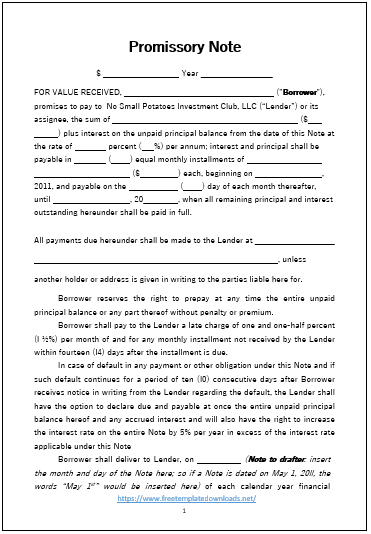 Promissory Note Template 06