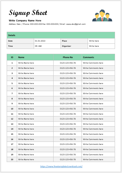 Sign-Up Sheet Template 01