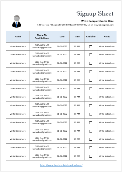 Sign-Up Sheet Template 02