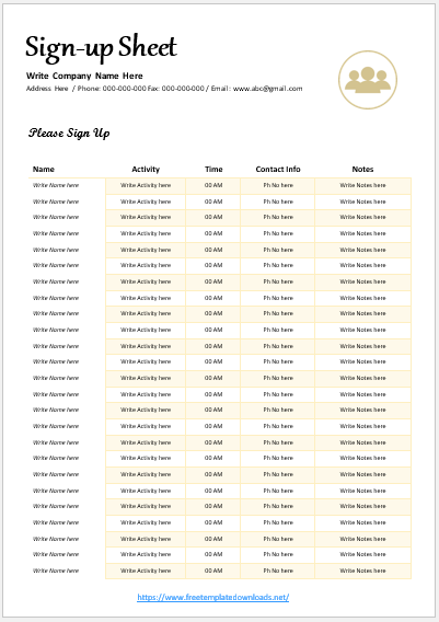 Sign-Up Sheet Template 05