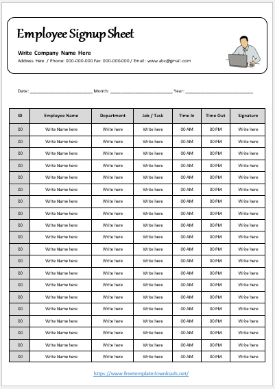 Sign-Up Sheet Template 09