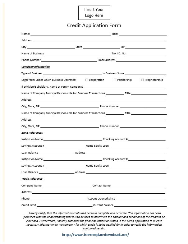 credit application form template 03