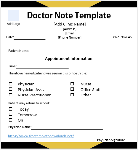 Doctor Note Template 01