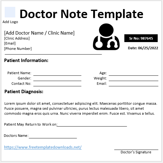 Doctor Note Template 09